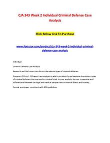 CJA 343 Week 2 Individual Criminal Defense Case Analysis