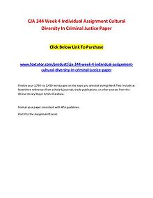 CJA 344 Week 4 Individual Assignment Cultural Diversity In Criminal J