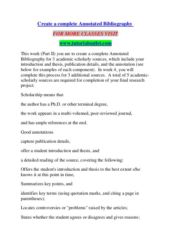 CREATE A COMPLETE ANNOTATED BIBLIOGRAPHY / TUTORIALOUTLET DOT COM CREATE A COMPLETE ANNOTATED BIBLIOGRAPHY / TUTORIA