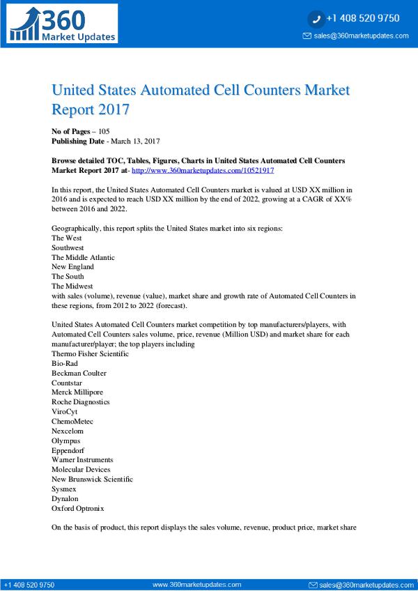 Research Reports Automated Cell Counters Market Report 2017