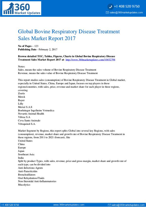 Research Reports Bovine Respiratory Disease Treatment Sales Market
