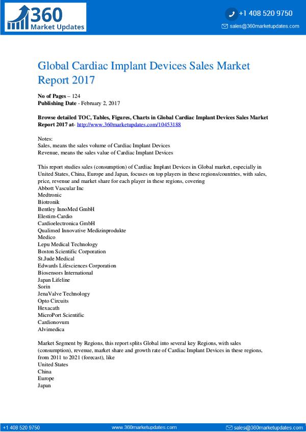 Cardiac Implant Devices Sales Market Report 2017