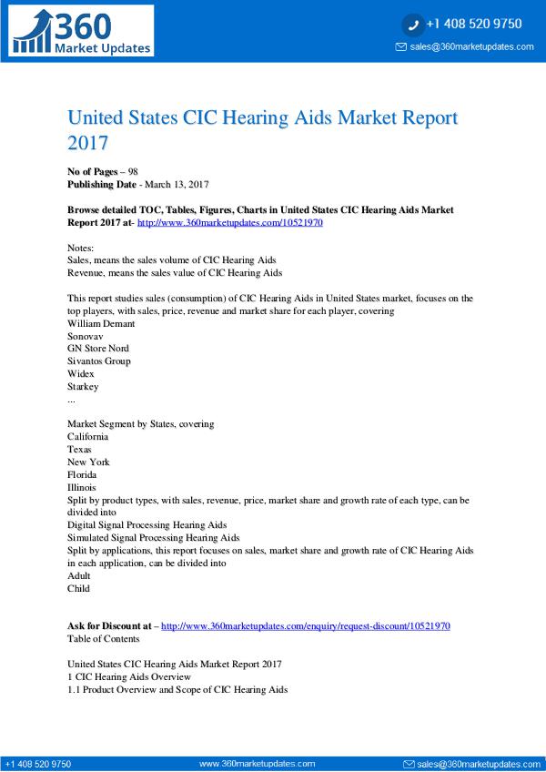 CIC Hearing Aids Market Report 2017