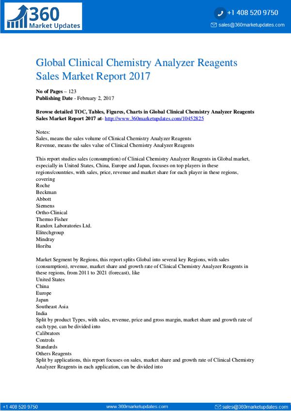 Clinical Chemistry Analyzer Reagent Sales Market-