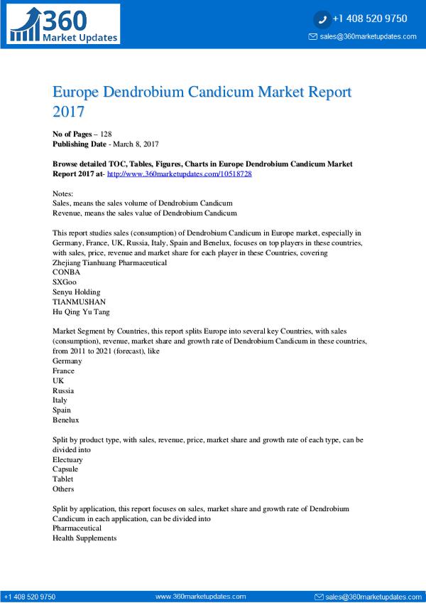 Research Reports Dendrobium Candicum Market Report 2017