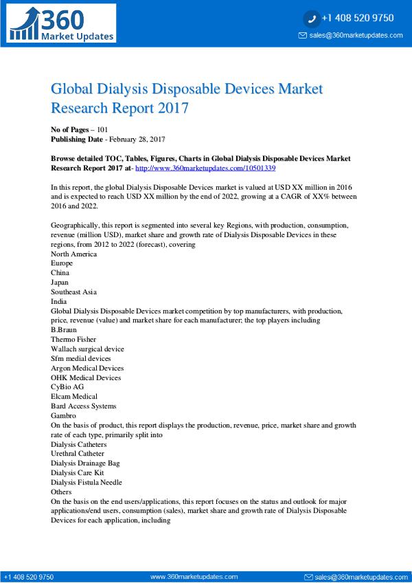 Dialysis Disposable Devices Market Research Report