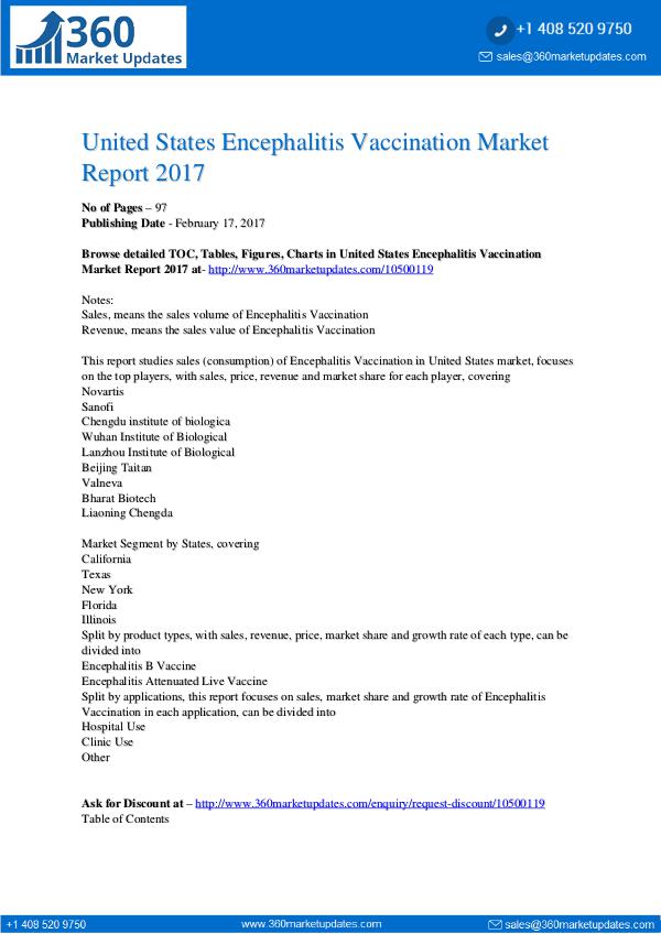 Research Reports Encephalitis Vaccination Market Report 2017