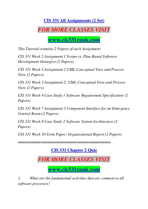 CIS 331 RANK Extraordinary Success /cis331rank.com CIS 331 RANK Extraordinary Success /cis331rank.com