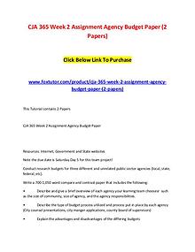 CJA 365 Week 2 Assignment Agency Budget Paper (2 Papers)