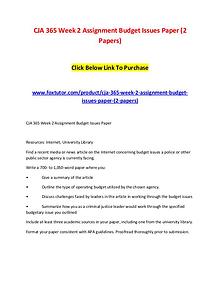 CJA 365 Week 2 Assignment Budget Issues Paper (2 Papers)