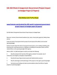CJA 365 Week 3 Assignment Government Project Impact on Budget Paper (