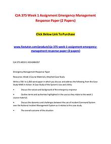 CJA 375 Week 1 Assignment Emergency Management Response Paper (2 Pape