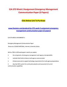 CJA 375 Week 2 Assignment Emergency Management Communication Paper (2