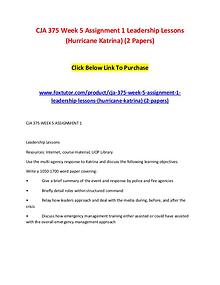 CJA 375 Week 5 Assignment 1 Leadership Lessons (Hurricane Katrina) (2