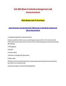 CJA 383 Week 4 Individual Assignment Job Announcement
