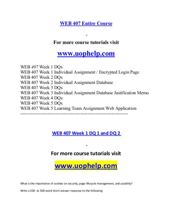 WEB 407 help A Guide to career/uophelp.com WEB 407 help A Guide to career/uophelp.com