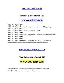 WEB 407 help A Guide to career/uophelp.com