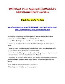CJA 394 Week 5 Team Assignment Social Media & the Criminal Justice Sy