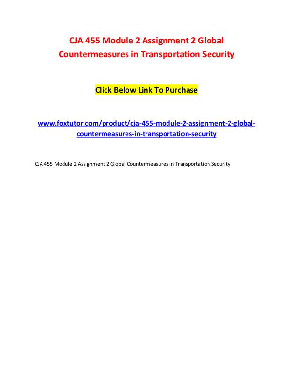 CJA 455 Module 2 Assignment 2 Global Countermeasures in Transportatio CJA 455 Module 2 Assignment 2 Global Countermeasur