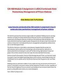 CJA 460 Module 5 Assignment 1 LASA 2 Centervale State Penitentiary Ma