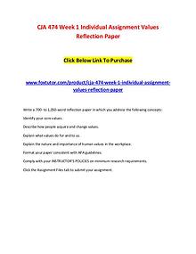 CJA 474 Week 1 Individual Assignment Values Reflection Paper