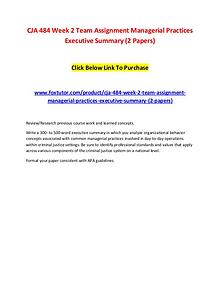 CJA 484 Week 2 Team Assignment Managerial Practices Executive Summary