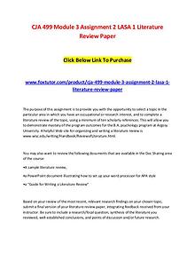 CJA 499 Module 3 Assignment 2 LASA 1 Literature Review Paper
