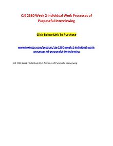 CJE 2580 Week 2 Individual Work Processes of Purposeful Interviewing