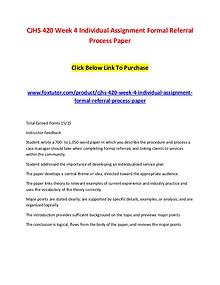 CJHS 420 Week 4 Individual Assignment Formal Referral Process Paper