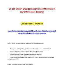 CJS 210 Week 4 Checkpoint Women and Minorities in Law Enforcement Res