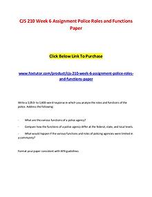 CJS 210 Week 6 Assignment Police Roles and Functions Paper