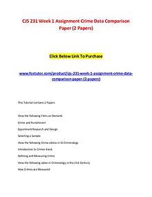 CJS 231 Week 1 Assignment Crime Data Comparison Paper (2 Papers)