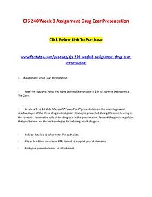 CJS 240 Week 8 Assignment Drug Czar Presentation