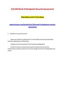 CJS 250 Week 6 Checkpoint Security Assessment
