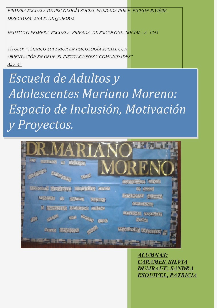Escuela del Adulto y Adolescente: Inclusión.,Motivación y Proyectos ESCUELA ADULTOS JUEVES 26-1017 FIN (2)