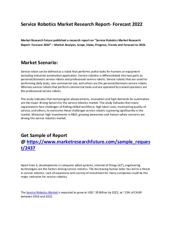 Market Research Future Service Robotics Market 2019