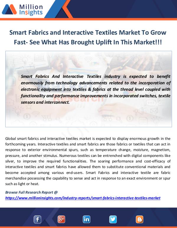 Market News Today Smart Fabrics and Interactive Textiles Market
