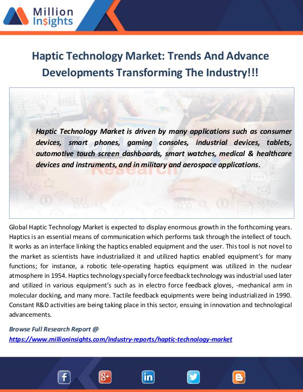 Market News Today Haptic Technology Market Trends