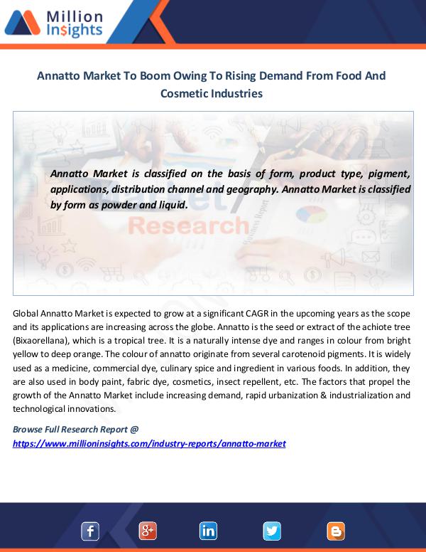 Annatto Market To Boom