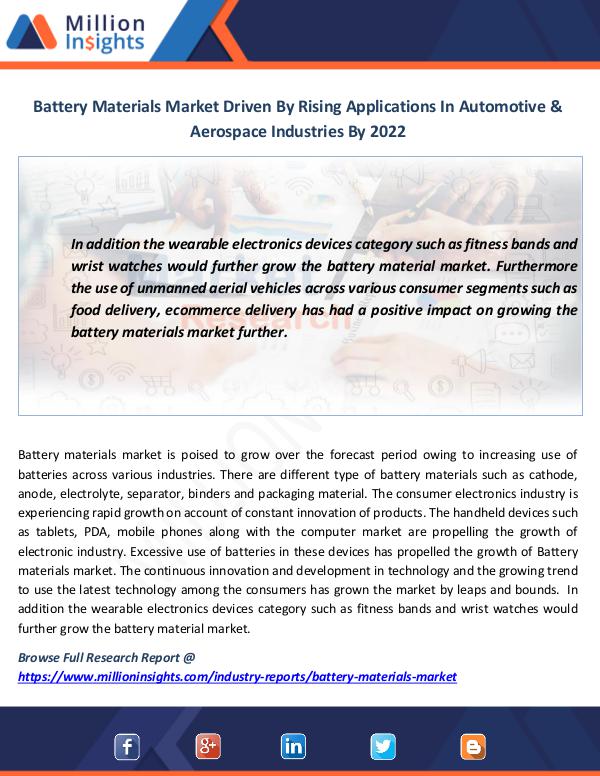 Market News Today Battery Materials Market