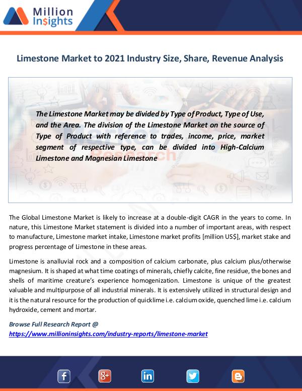 Market News Today Limestone Market to 2022 Industry Size