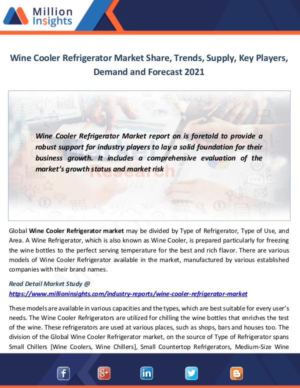 Market News Today Wine Cooler Refrigerator Market