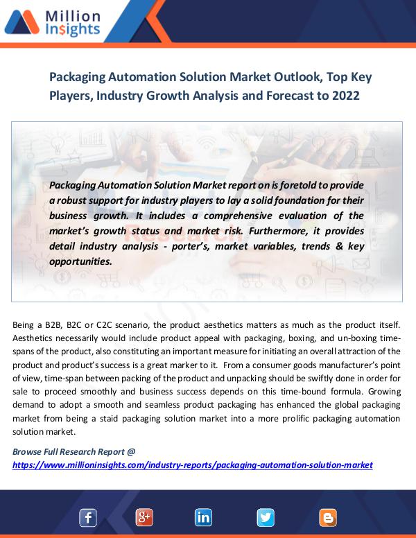 Market News Today Packaging Automation Solution Market