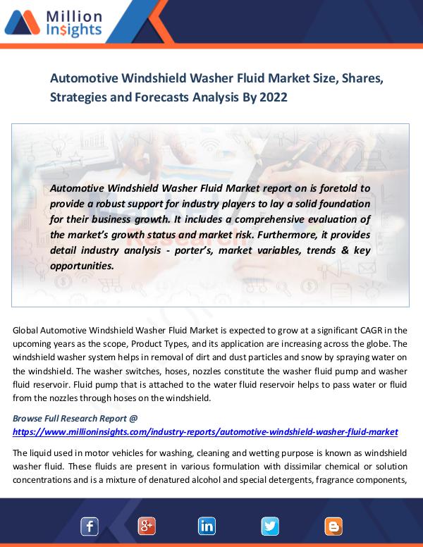 Market News Today Automotive Windshield Washer Fluid Market