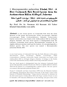 Gazelle : The Palestinian Biological Bulletin (ISSN 0178 – 6288) . Number 107, November 2013, pp. 30-38.