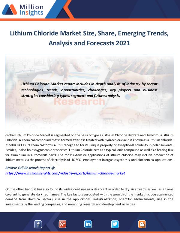 News on market Lithium Chloride Market