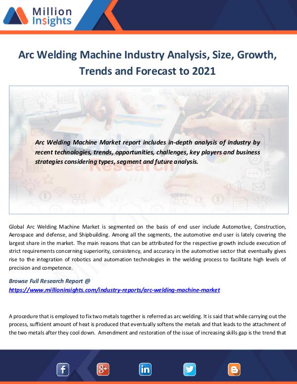 News on market Arc Welding Machine Industry
