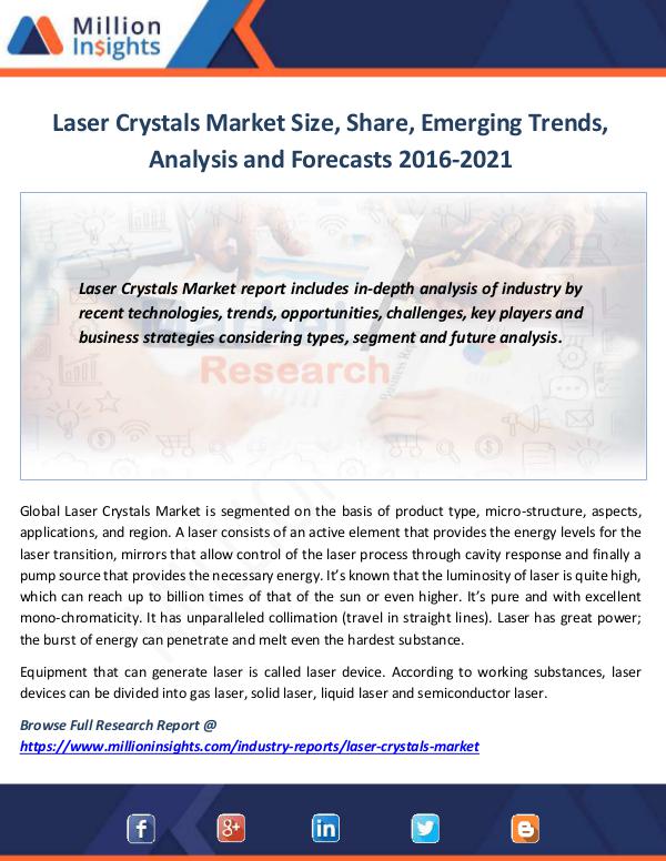 News on market Laser Crystals Market Size, Share, Emerging Trends