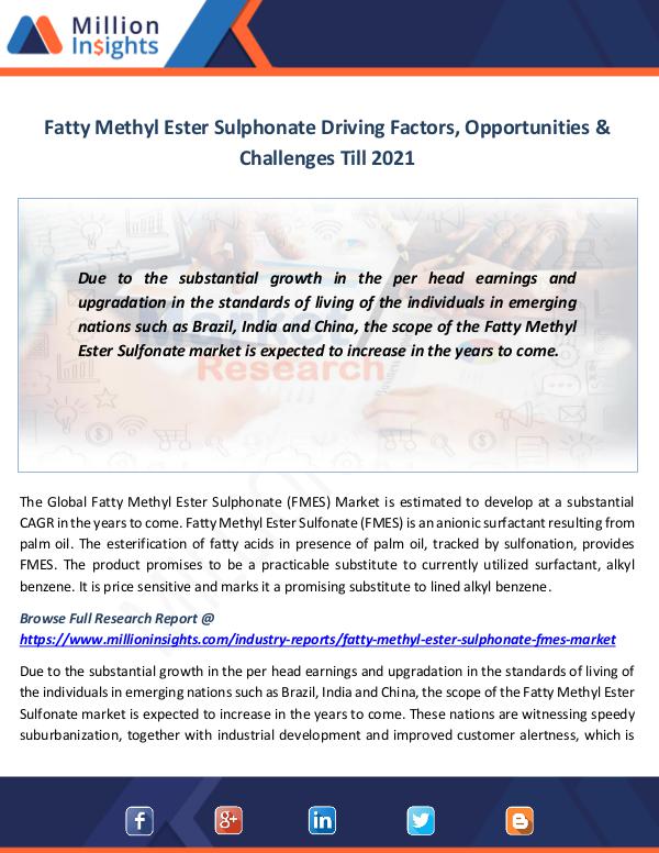 Fatty Methyl Ester Sulphonate Market