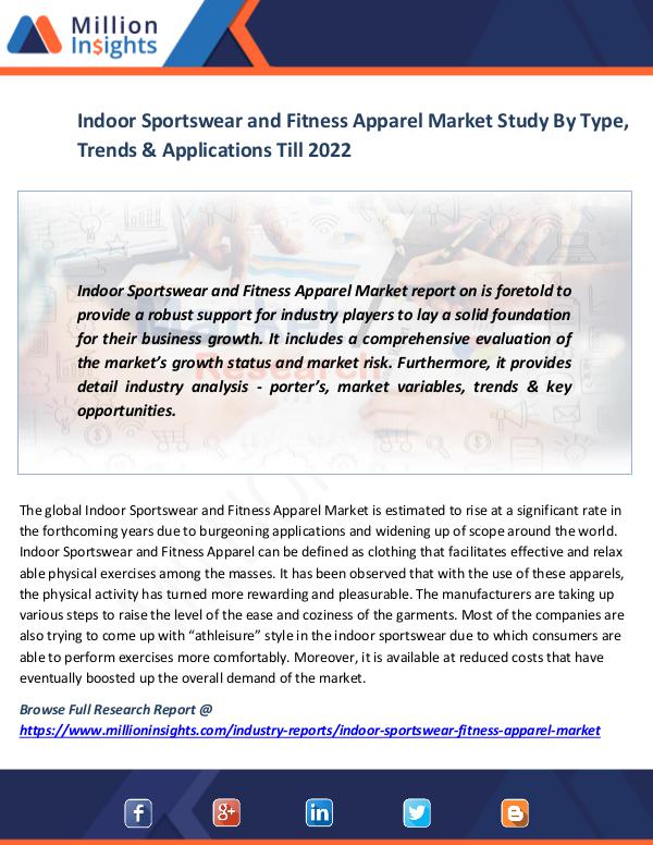 News on market Indoor Sportswear and Fitness Apparel Market